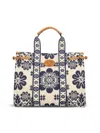 Valentino Antibes Large Leather-trimmed Floral-jacquard Tote