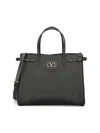 Valentino Garavani Borsa Tote In Pelle Nera Con Manici E Tracolla Women