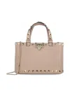 Valentino Womens Rockstud Mini Leather Top-handle Bag Poudre