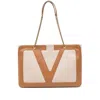 Valentino Garavani Small Viva Superstar Canvas Tote In Brown