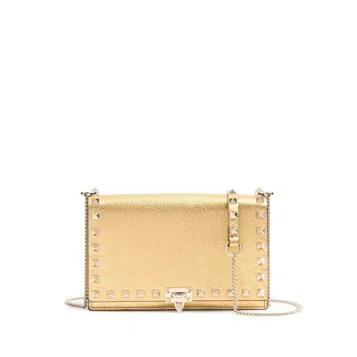 Valentino Garavani Rockstud Leather Mini Bag In Gold