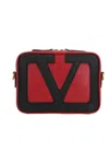 Valentino Red And Black Leather Crossbody Bag