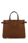 Valentino Garavani  Tobacco Leather Small Antibes Tote Bag