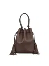 Valentino Drawstring Bag Structured Top Handle Tassel In Brown