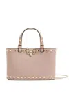 Valentino Garavani Mini Rockstud Shopping Bag In Neutral