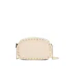Valentino Borsa A Tracolla Rockstud In Pelle Avorio  Donna