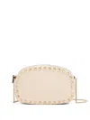 Valentino Borsa A Tracolla Rockstud In Pelle Avorio  Donna In Pink
