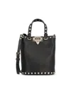 Valentino Garavani Rockstud Crossbody Pouch In Grainy Calfskin Woman Black Uni In Black