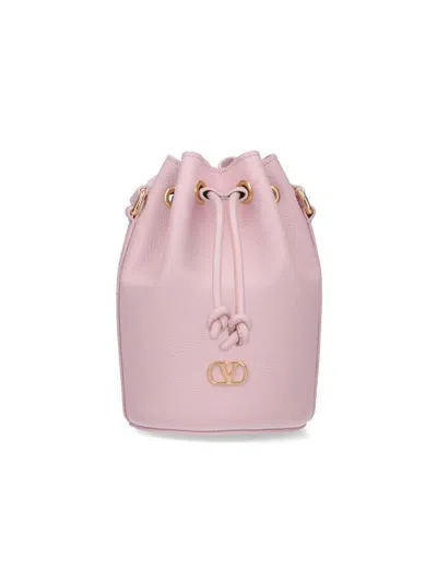 Valentino Garavani Bucket Bag With Gold-tone Hardware And Textured Finish In Nude