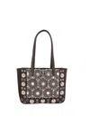Valentino Nellcote Mirror-embellished Suede Mini Tote Bag In Brown