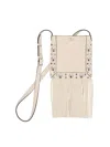 Valentino Nellcote Small Fringe Studded Leather Crossbody Bag In Beige