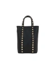 Valentino Garavani Rockstud Logo Detailed Tote Bag In Black