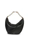 Valentino Textured Leather Hobo Bag With Jewelled Chain In Black