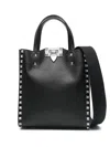 Valentino Black Leather Rockstud Handbag In Black