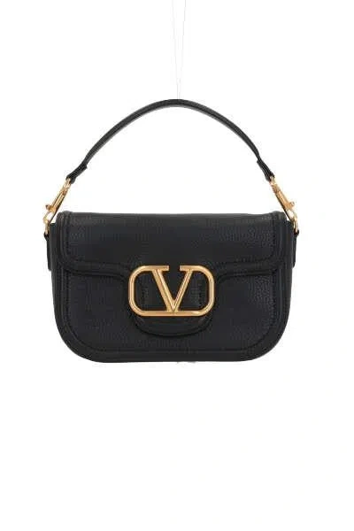 Valentino Garavani Midnight Blue Leather Alltime Shoulder Bag In Black