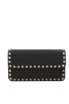 Valentino Rockstud Textured-leather Clutch In Black