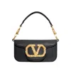 Valentino Small Leather Shoulder Bag With Crystal And Pearl Embellishments In Black