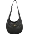 Valentino Hoboho Small Shoulder Bag With Studded Strap In Black
