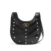 Valentino Garavani Small Hoboho Chevron Quilted Shoulder Bag With Studs In Black