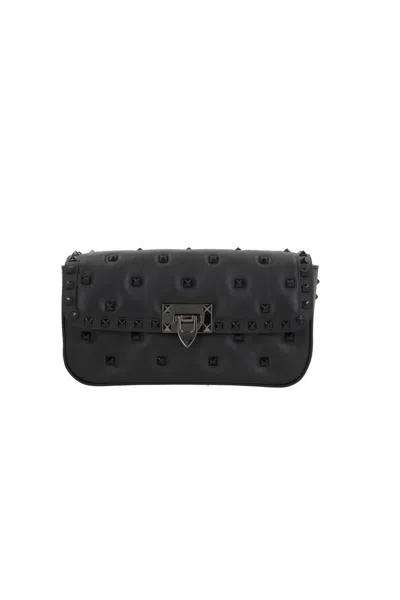 Valentino Garavani Rockstud Shoulder Bag In Black