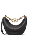 Valentino Small Vlogo Moon Leather Shoulder Bag In Black