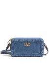 Valentino Alltime Mini Denim Camera Crossbody Bag In Blue