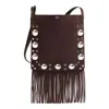 Valentino Fringed Eyelet-embellished Suede Shoulder Bag In Brown
