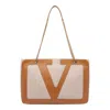 Valentino Garavani Garavani Viva Superstar Medium Canvas Shopping Bag Woman Natural/spice Uni In Brown