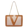 Valentino Garavani Garavani Viva Superstar Medium Canvas Shopping Bag Woman Natural/spice Uni In Brown