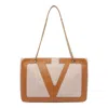 Valentino Garavani Garavani Viva Superstar Medium Canvas Shopping Bag Woman Natural/spice Uni In Brown