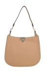 Valentino Rockstud-embellished Leather Shoulder Bag In Brown