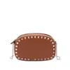 Valentino Rockstud Mini Grainy Leather Crossbody In Brown