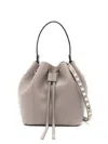 Valentino Rockstud Leather Bucket Bag In Moon Taupe