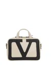 Valentino White And Black Leather Viva Superstar Top Handle Bag In Multi