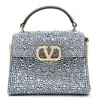 Valentino Crystal Vsling Small Top Handle Bag In Silver