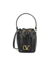 Valentino V-logo Drawstring Leather Bucket Bag In Multi