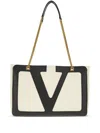 Valentino Chain Strap Shopper Featuring External Pocket In White