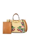Valentino Raffia Vlogo Signature Shoulder Bag In Nude