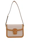 Valentino Garavani Women Two-tone Canvas And Leather 9to5 Shoulder Bag In Natural+tobacco