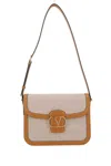 Valentino Garavani Women Two-tone Canvas And Leather 9to5 Shoulder Bag In Natural+tobacco