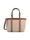 Valentino Small Shopping Bag Rockstud In Natural-tobacco/tobacco