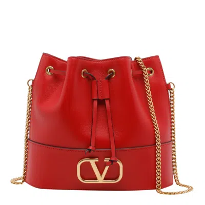 Valentino Garavani Mini Bucket With Vlogo Signature Chain In Red