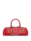 Valentino Sculpted Chain Stud Top Handle Bag In Red