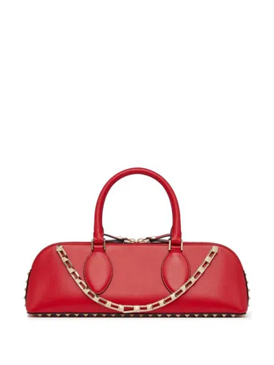 Valentino Garavani Sculpted Chain Stud Top Handle Bag In Red