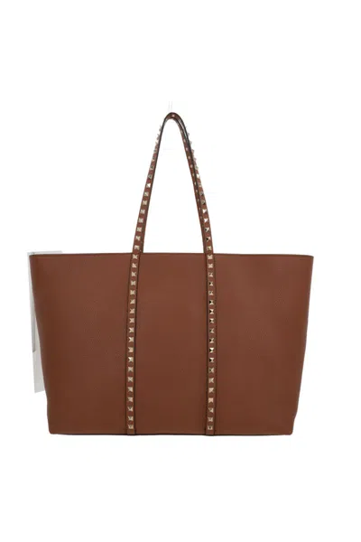 Valentino Garavani Brown Rockstud Tote Bag