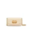 Valentino Small Leather Clutch With Adjustable Chain Strap In White