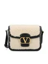 Valentino 9 To 5 Small Shearling And Leather Shoulder Bag In Neutral