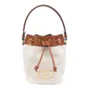 Valentino Vlogo Plaque Drawstring Bucket Bag In White
