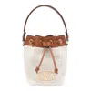 Valentino Vlogo Plaque Drawstring Bucket Bag In White