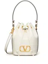 Valentino Mini Vlogo Signature Leather Bucket Bag In White